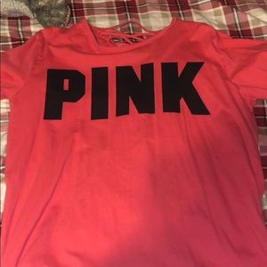 Lace up back pink shirt
